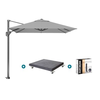 Platinum Voyager zweefparasol T1 2.5x2.5 m. - Light Grey met Marbella voet en hoes