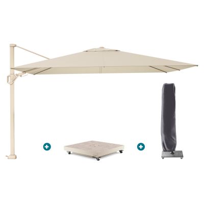 Platinum Challenger zweefparasol Premium T2 2,6x3,5 m - Sand Champagne met vulbare voet en hoes