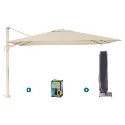 Platinum Challenger zweefparasol Premium T2 2,6x3,5 m - Sand Champagne met ingraafvoet en hoes