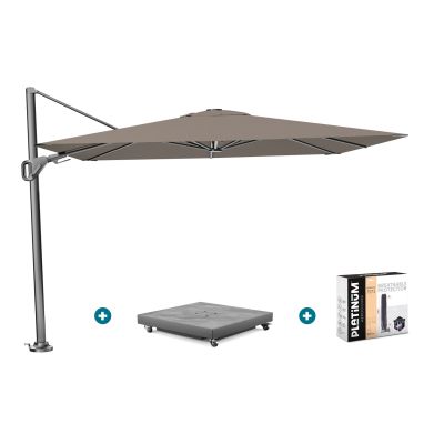 Platinum Nexus T2 zweefparasol 3x3 m. - Havanna taupe - met vulbare voet en hoes