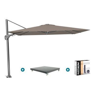 Platinum Nexus T2 zweefparasol 3x3 m. - Havanna taupe - met Marbella voet en hoes