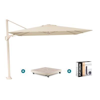Platinum Nexus T2 zweefparasol 3x3 m. - Champagne sandstone - met vulbare voet en hoes
