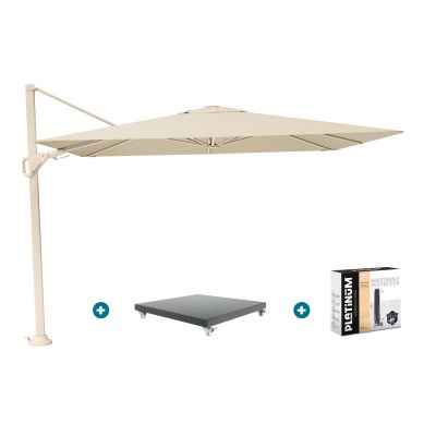 Platinum Nexus T2 zweefparasol 3x3 m. - Champagne sandstone - met Marbella voet en hoes
