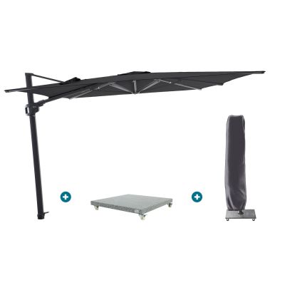 Perfect Shadow Ultra Eclipse Zweefparasol - 3x3m. - Antraciet/Ash Black met Valencia voet en hoes