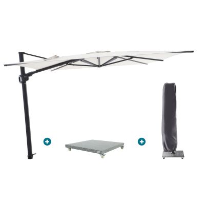 Perfect Shadow Ultra Eclipse Zweefparasol - 3x3m. - Antraciet/Soft Sand met Valencia voet en hoes
