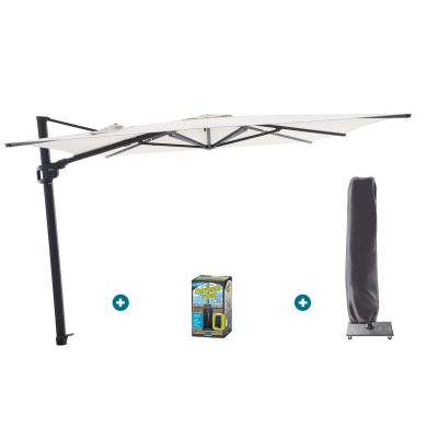 Perfect Shadow Ultra Eclipse Zweefparasol - 3x3m. - Antraciet/Soft Sand met ingraafvoet en hoes