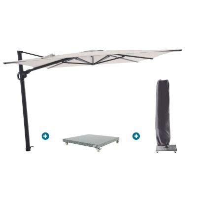 Perfect Shadow Ultra Eclipse Zweefparasol - 3x3m. - Antraciet/Urban Taupe met Valencia voet en hoes