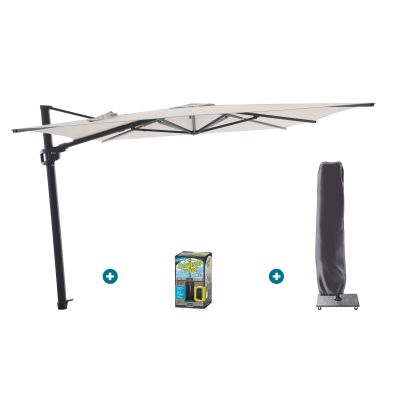 Perfect Shadow Ultra Eclipse Zweefparasol - 3x3m. - Antraciet/Urban Taupe met ingraafvoet en hoes