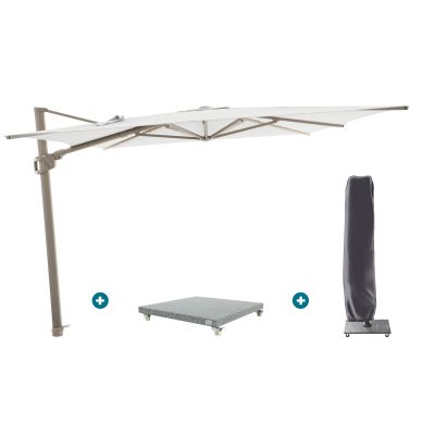 Perfect Shadow Ultra Eclipse Zweefparasol - 3x3m. - Latte/Soft Sand met Valencia voet en hoes