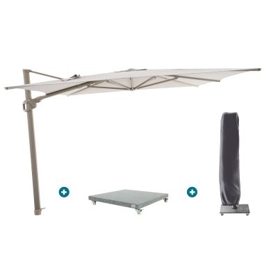 Perfect Shadow Ultra Eclipse Zweefparasol - 3x3m. - Latte/Urban Taupe met Valencia voet en hoes