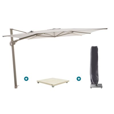 Perfect Shadow Ultra Eclipse Zweefparasol - 3x3m. - Latte/Urban Taupe met Murcia voet en hoes
