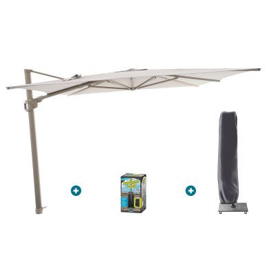 Perfect Shadow Ultra Eclipse Zweefparasol - 3x3m. - Latte/Urban Taupe met ingraafvoet en hoes