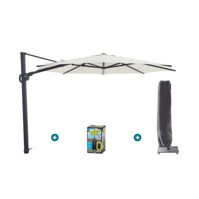 Perfect Shadow Eclipse ronde zweefparasol Ø350 cm. - Antraciet/Soft Sand met ingraafvoet en hoes