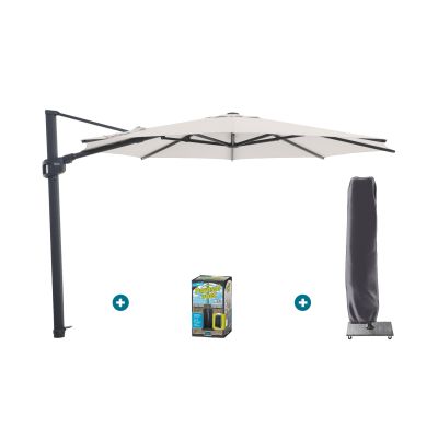 Perfect Shadow Eclipse ronde zweefparasol Ø350 cm. - Antraciet/Urban Taupe met ingraafvoet en hoes
