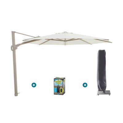 Perfect Shadow Eclipse ronde zweefparasol Ø350 cm. - Latte/Soft Sand met ingraafvoet en hoes