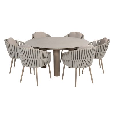 Taste Eva/Donato 6-persoons ronde dining tuinset Ø160 cm. - Latte