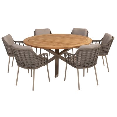 Taste Puglia/Prado 6-persoons ronde dining tuinset Ø160 cm. - Teak/Latte