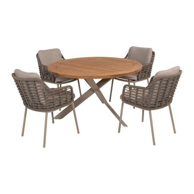 Taste Puglia/Prado 4-persoons ronde dining tuinset Ø130 cm. - Teak/Latte