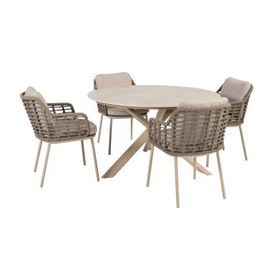 Taste Puglia/Prado 4-persoons ronde dining tuinset Ø130 cm. - Latte