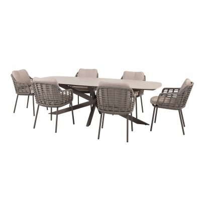 Taste Puglia/Prado 6-persoons Deens ovale tuinset 240x105 cm. - Terre