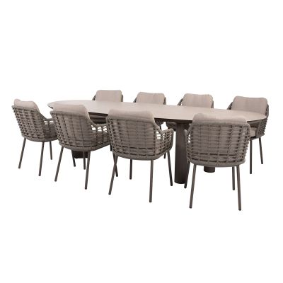 Taste Puglia/Denia 8-persoons organische (mango-vorm) tuinset 290x110 cm. - Terre