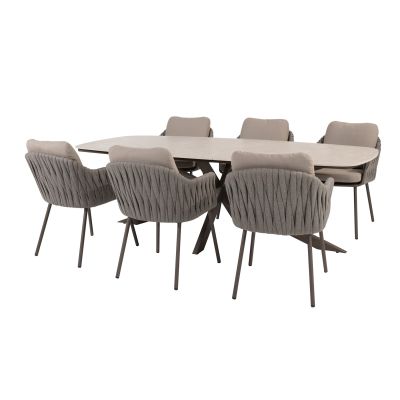 Taste Cannes/Prado 6-persoons Deens ovale tuinset 240x105 cm. - Terre