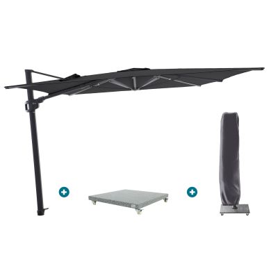 Perfect Shadow Ultra Eclips Zweefparasol - 4x3m. - Antraciet/Ash Black met Valencia voet en hoes