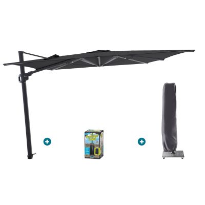 Perfect Shadow Ultra Eclipse Zweefparasol - 4x3m. - Antraciet/Ash Black met ingraafvoet en hoes