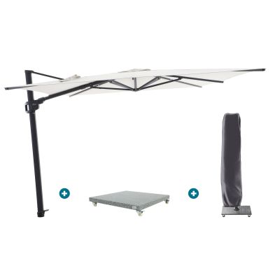 Perfect Shadow Ultra Eclipse Zweefparasol - 4x3m. - Antraciet/Soft Sand met Valencia voet en hoes