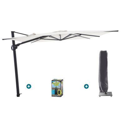 Perfect Shadow Ultra Eclipse Zweefparasol - 4x3m. - Antraciet/Soft Sand met ingraafvoet en hoes