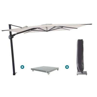Perfect Shadow Ultra Eclipse Zweefparasol - 4x3m. - Antraciet/Urban Taupe met Valencia voet en hoes