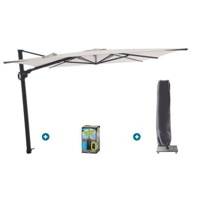 Perfect Shadow Ultra Eclipse Zweefparasol - 4x3m. - Antraciet/Urban Taupe met ingraafvoet en hoes