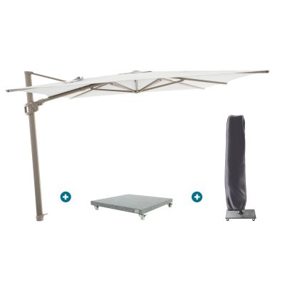Perfect Shadow Ultra Eclipse Zweefparasol - 4x3m. - Latte/Soft Sand met Valencia voet en hoes