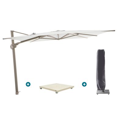Perfect Shadow Ultra Eclipse Zweefparasol - 4x3m. - Latte/Soft Sand met Murcia voet en hoes