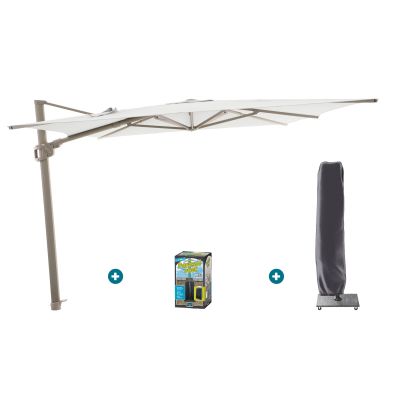 Perfect Shadow Ultra Eclipse Zweefparasol - 4x3m. - Latte/Soft Sand met ingraafvoet en hoes