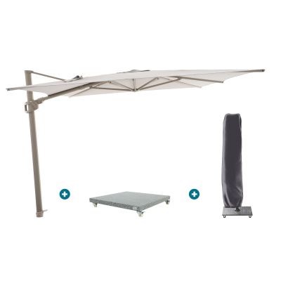 Perfect Shadow Ultra Eclipse Zweefparasol - 4x3m. - Latte/Urban Taupe met Valencia voet en hoes