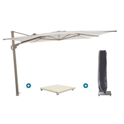 Perfect Shadow Ultra Eclipse Zweefparasol - 4x3m. - Latte/Urban Taupe met Murcia voet en hoes