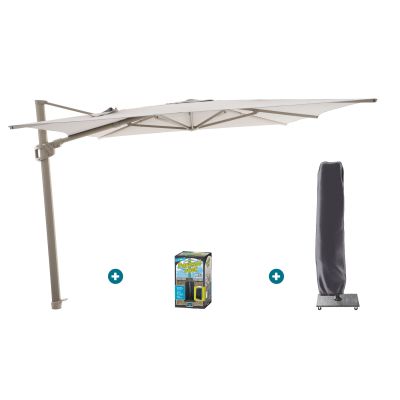 Perfect Shadow Ultra Eclipse Zweefparasol - 4x3m. - Latte/Urban Taupe met ingraafvoet en hoes