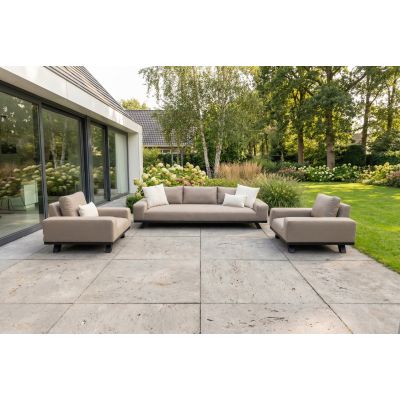 Barcelona Sunbrella stoel-bank loungeset - Taupe - 3-delig