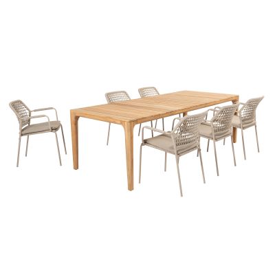 Taste Barista/Liam tuinset 240x100cm. (7-delig) - Latte/Teak