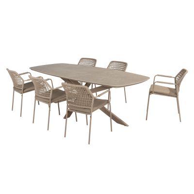 Taste Barista/Prado Deens ovale 6-persoons tuinset 240x105 cm. - Latte