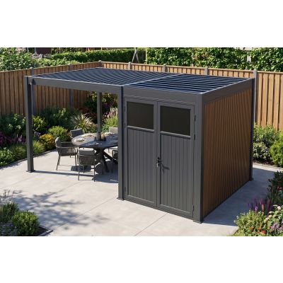 Move lamellen overkapping 3x3 m. incl. berging 3x2 m. Aluminium - Antraciet