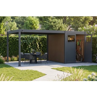 Move lamellen overkapping 4x3 m. incl. berging 3x2 m. Aluminium - Antraciet