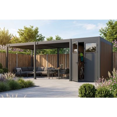 Advance lamellen overkapping 3,6x6 m. incl. berging 3,6x2 m. Aluminium - Antraciet