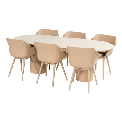 Hartman Sophie/Valencia ovale tuinset voor 6 personen 220x100 cm. - Cappuccino