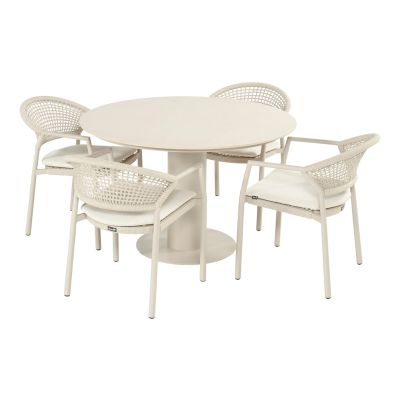 Hartman Taragona/Girona ronde stapelbare tuinset voor 4 personen 120 cm. - Sand