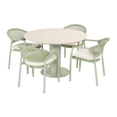 Hartman Taragona/Girona ronde stapelbare tuinset voor 4 personen 120 cm. - Soft Green
