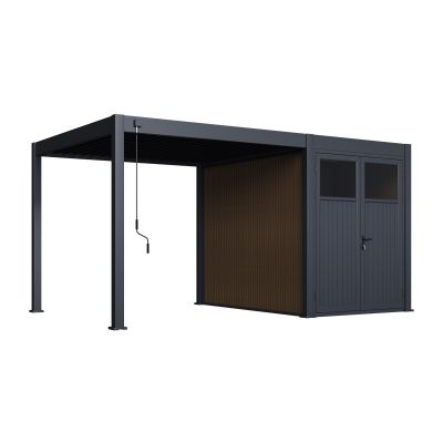 Move lamellen overkapping 3x3 m. incl. berging 3x2 m. Aluminium - Antraciet