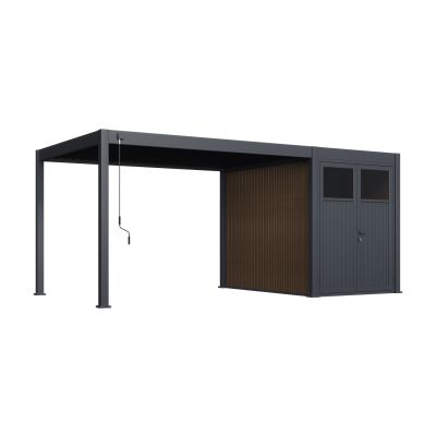 Move lamellen overkapping 3x4 m. incl. berging 3x2 m. Aluminium - Antraciet