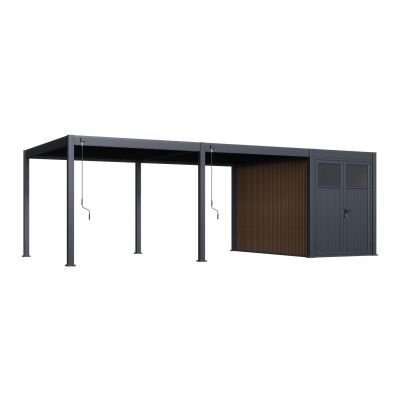 Advance lamellen overkapping 3,6x6 m. incl. berging 3,6x2 m. Aluminium - Antraciet